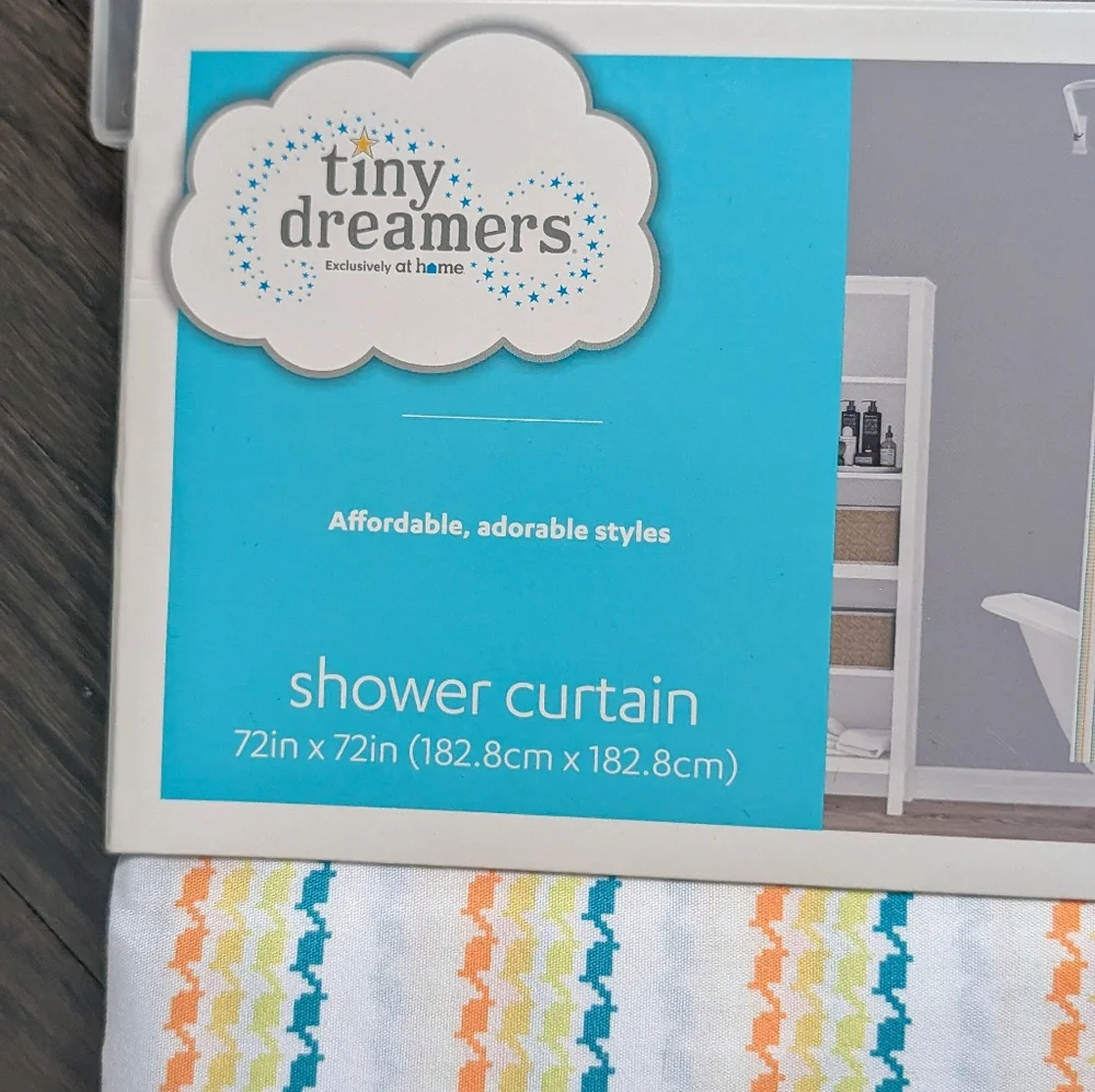 Tiny Dreamers Striped Colorful Shower Curtain, 72 in X 72 in